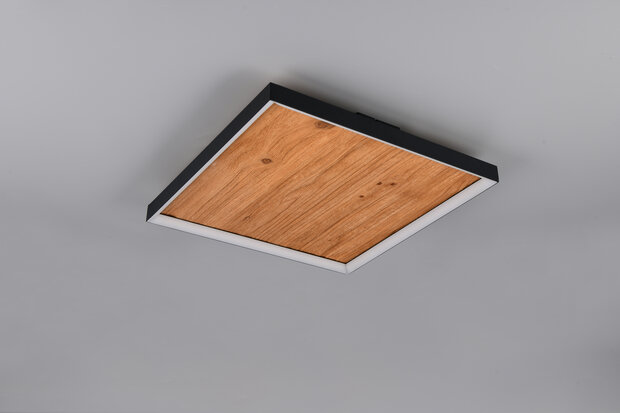 KALEA - Led Plafondlamp - 41w 4800 Lumen - 3000K - Zwart - Natuur hout - 45cm