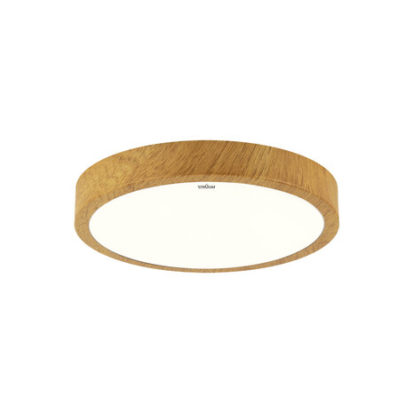 ATUT - Led Plafondlamp - Houtlook -Oak kleur - opbouwlamp - 18w - 4100K Daglicht - 1980 Lumen - Rond - 280 mm - IP44