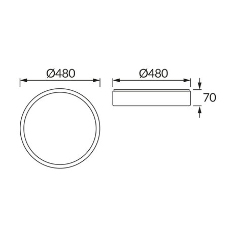ATUT - Led Plafondlamp - Houtlook -Oak kleur - opbouwlamp - 36w - 4100K Daglicht - 4010 Lumen - Rond - 480 mm - IP44