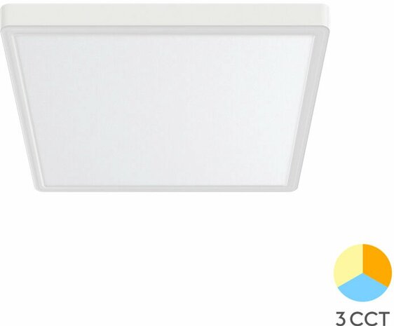 JADE - LED Plafondlamp - Keuken Woonkamer 23x23 - 20W - CCT Aanpasbaar kleuren - 3000K-4000K-6000K - Mat Wit - Opbouw - Vierkant - IP20