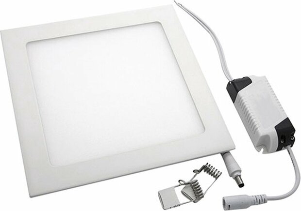 LED Downlight Slim 2 Pack - Inbouw Vierkant 18W - Warm Wit 2700K - Mat Wit Aluminium - 225mm