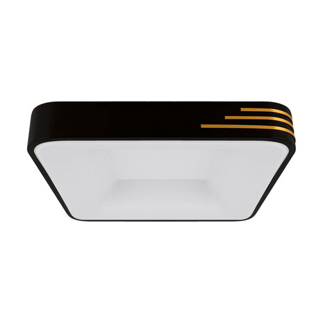 LIBRUS - Led plafondlamp -Keuken/Woonkamer/Slaapkamer - Vierkant - 24w - 4200K daglicht wit - 2970 Lumen - IP20 - Zwart/Goud
