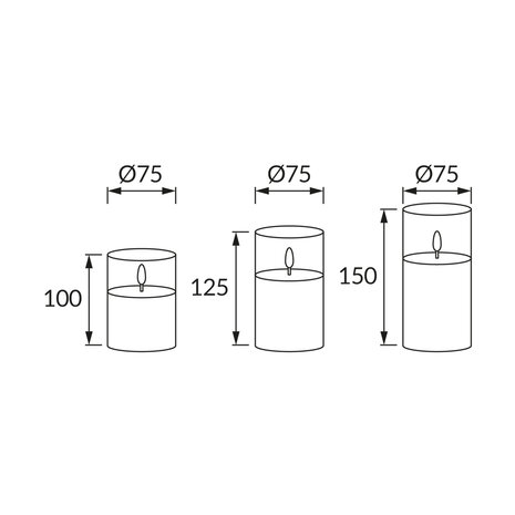 TRIO Led Kaarsen met Bewegende Vlam - 3x Led Kaars - Afstandsbediening - op Batterijen - Flikkerende Vlam - Timer - Kerst Kaarsen