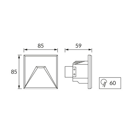 KURS - inbouw Wandverlichting - Trap Verlichting - 1.6w - Daglicht wit - 4000K- Vierkant - Wit