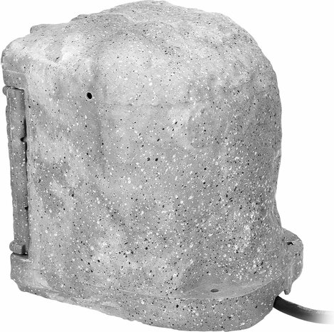 Tuincontactdoos Steenlook 4 - voudig - Buitenstopcontact 2P+Z, frans type -rubberen kabel H07RN-F 3x1.5mm&sup2; - Stekkerdoos buiten 3m kabellengte Schemering SENSOR