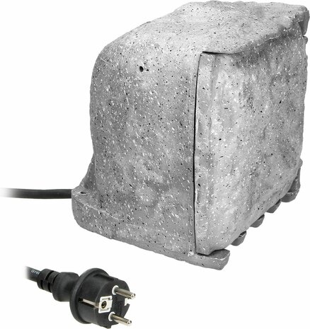 Buitenstopcontact steen look - 4 stopcontacten - Aan/uit knop - Schemersensor -IP44 - Kabellengte 3 meter - Grijs - VOOR NEDERLAND