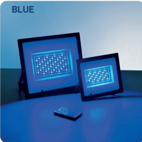REMIX 100 - LED Buitenlamp - Schijnwerper - Breedstraler Floodlight -Zwart-Waterdicht IP65- Werkend met afstandsbediening, Dimbaar -100W - 8000 Lumen - RGB (ROOD -GROEN -BLAUW)