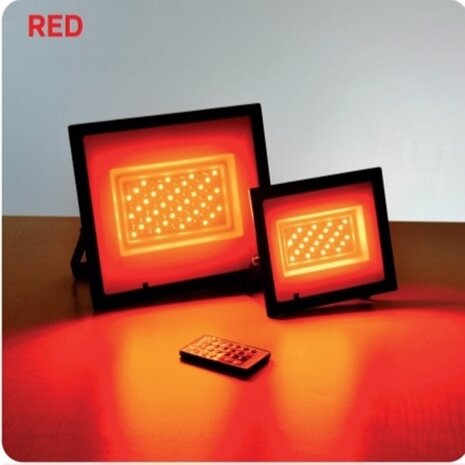 REMIX 100 - LED Buitenlamp - Schijnwerper - Breedstraler Floodlight -Zwart-Waterdicht IP65- Werkend met afstandsbediening, Dimbaar -100W - 8000 Lumen - RGB (ROOD -GROEN -BLAUW)