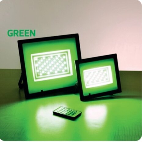 REMIX 100 - LED Buitenlamp - Schijnwerper - Breedstraler Floodlight -Zwart-Waterdicht IP65- Werkend met afstandsbediening, Dimbaar -100W - 8000 Lumen - RGB (ROOD -GROEN -BLAUW)