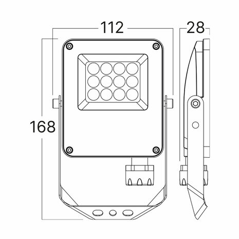 Braytron - LED Bouwlamp / Schijnwerper - 10w - CCT - Aanpasbare licht kleuren - 3000K,4000K,6000K - Waterdicht IP65 - Grijs