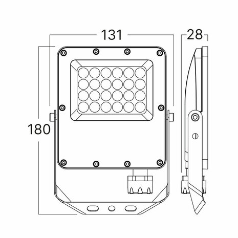 Braytron - LED Bouwlamp / Schijnwerper - 20w - CCT - Aanpasbare licht kleuren - 3000K,4000K,6000K - Waterdicht IP65 - Grijs