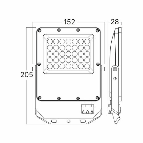 Braytron - LED Bouwlamp / Schijnwerper - 30w - CCT - Aanpasbare licht kleuren - 3000K,4000K,6000K - Waterdicht IP65 - Grijs