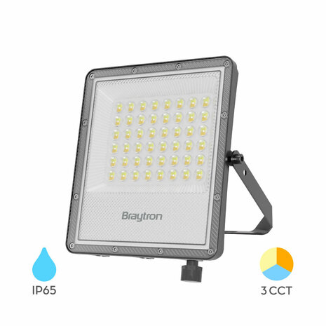 Braytron - LED Bouwlamp / Schijnwerper - 50w - CCT - Aanpasbare licht kleuren - 3000K,4000K,6000K - Waterdicht IP65 - Grijs