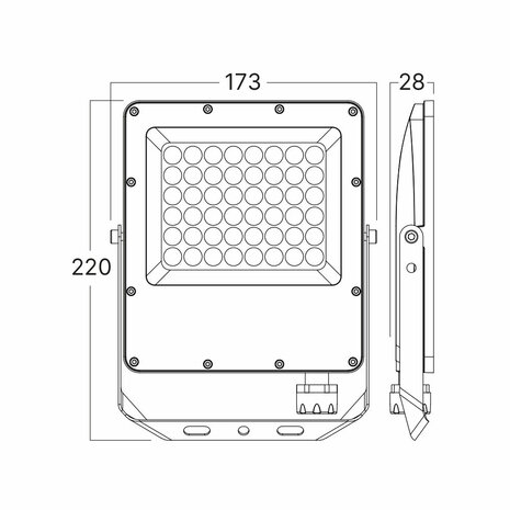 Braytron - LED Bouwlamp / Schijnwerper - 50w - CCT - Aanpasbare licht kleuren - 3000K,4000K,6000K - Waterdicht IP65 - Grijs