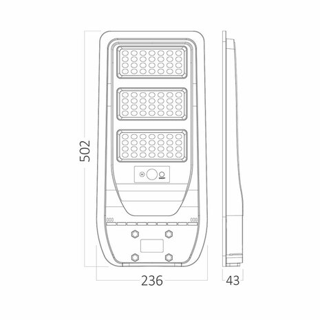 Braytron - LED Solar Straatlamp incl. sensor - 100W 1800lm - 6500K 865 - IP65