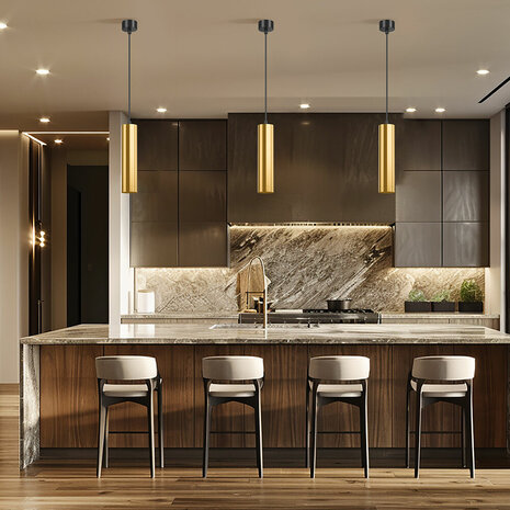 Braytron - Hanglamp - GU10 fitting - 1200mm kabel - Goud kleur