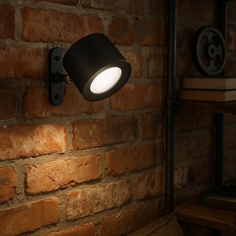  Oplaadbaare Wandlamp op batterijen draadloos - met afstandbediening - CCT Aanpasbare licht kleur - Dimbaar - Wandlamp op accu - Nachtlampje - USB oplaadbaar &ndash; zwart