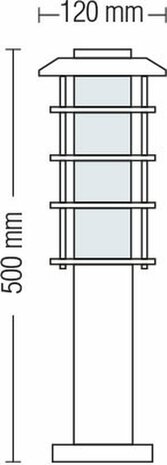 HOROZ - Tuinverlichting - Buitenlamp - Staand - RVS - E27 - Rond -50cm
