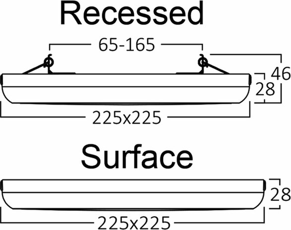 Braytron LED Plafondlamp Plafonni&egrave;re Opbouw/Inbouw- Aluminium - Vierkant- Wit- 20W -CCT3in1 (3000k-4000K-6000k)