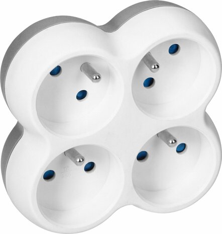 ORNO - Stopcontact splitter - Verdeelstekker horizontaal - Verloopstekker 4x French - Doorvoerstekker Max 3680 Watt - Wit