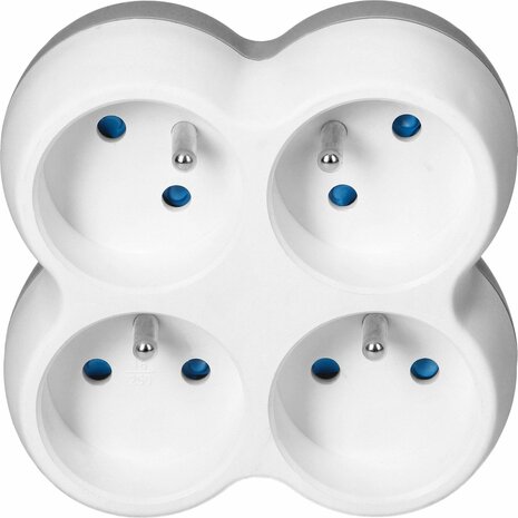 ORNO - Stopcontact splitter - Verdeelstekker horizontaal - Verloopstekker 4x French - Doorvoerstekker Max 3680 Watt - Wit
