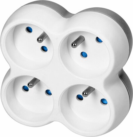 ORNO - Stopcontact splitter - Verdeelstekker horizontaal - Verloopstekker 4x French - Doorvoerstekker Max 3680 Watt - Wit