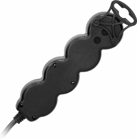 ORNO Stekkerdoos - Verlengsnoer -Verlengkabel - Met Pinaarde - 3x 2P+E met schakelaar - 5 meter H05VV-F 1x1,5mm2, Imax=16A, Zwart max 3680 watt- VOOR Belgi&euml;