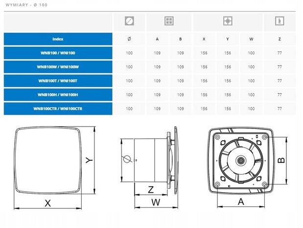 Badkamer - Toilet - Ventilator - met vochtigheidssensor en timer - 100mm - 13W - 88m3 - INOX