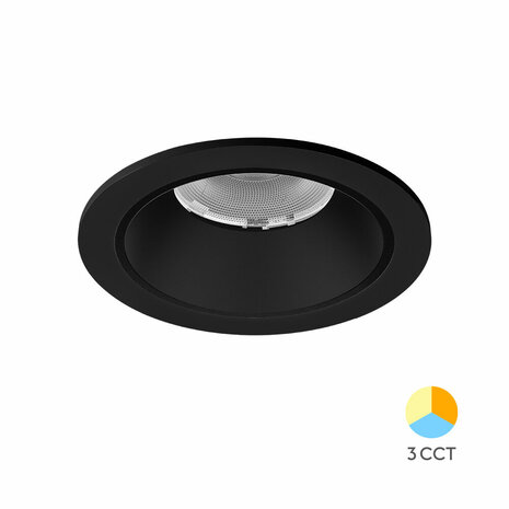 Braytron - LED inbouwlamp - 10W - Aanpasbare Kleur CCT - 1150 Lumen - Rond - Zwart - Buiten Diameter 85 mm
