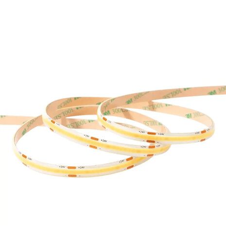 LED COB Strip 24V, 95lm/w, 12W/m, Linear Series, CRI &gt;90, Warm Wit 2700K, 10 Meter Roll, 5cm Cut