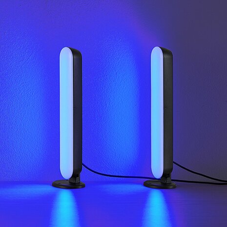 REALITY GAME Tafellamp - Zwart - incl. 2x LED RGB 2.5W - Dynamisch licht - Geintegreerde dimmer - Memory functie - Afstandsbediening - RG-kleurwisselaar - Sound control