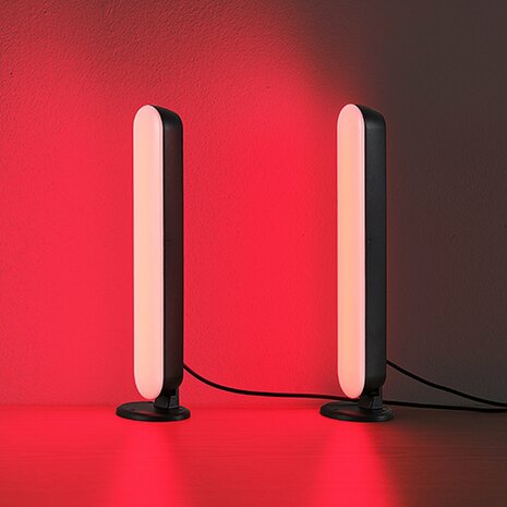 REALITY GAME Tafellamp - Zwart - incl. 2x LED RGB 2.5W - Dynamisch licht - Geintegreerde dimmer - Memory functie - Afstandsbediening - RG-kleurwisselaar - Sound control