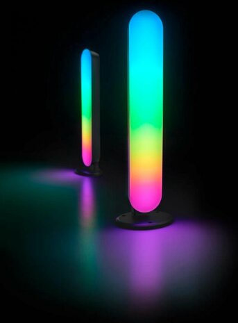 REALITY GAME Tafellamp - Zwart - incl. 2x LED RGB 2.5W - Dynamisch licht - Geintegreerde dimmer - Memory functie - Afstandsbediening - RG-kleurwisselaar - Sound control