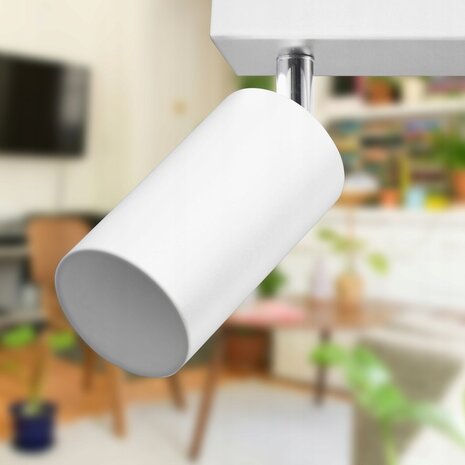 BORDO - Plafondspot mat wit - 6 verstelbare spots - GU10 aansluiting - woonkamer, slaapkamer of keuken - 1200mm