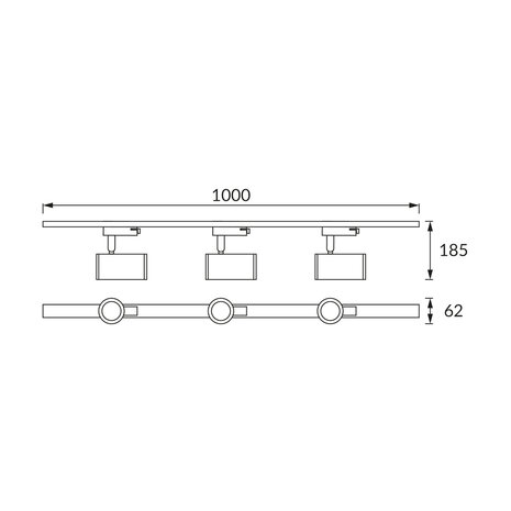 LUTER 1-Fase Railverlichting - GU10 &ndash; 100cm &ndash; I-vorm - 4 spots - Railsysteem&ndash; Wit