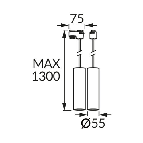 DARIA Tube hanglamp voor 1-fase railverlichting - GU10 - 30cm tube - Wit
