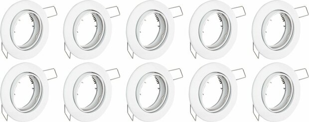 BONO Spot Armatuur 10 Pack - GU10 Inbouwspot - Rond - Wit - Aluminium - Kantelbaar &Oslash;88mm