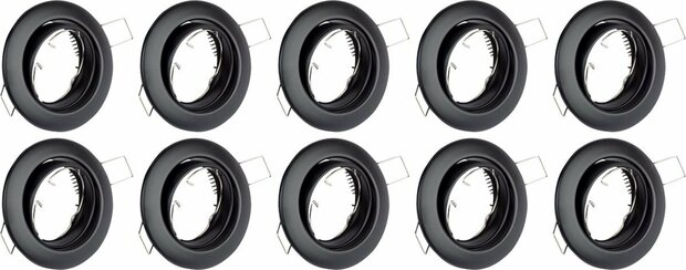 BONO Spot Armatuur 10 Pack - GU10 Inbouwspot - Rond - Zwart - Aluminium - Kantelbaar &Oslash;88mm