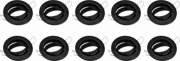 BONO Spot Armatuur 10 Pack - GU10 Inbouwspot - Rond - Zwart - Aluminium - Kantelbaar &Oslash;88mm