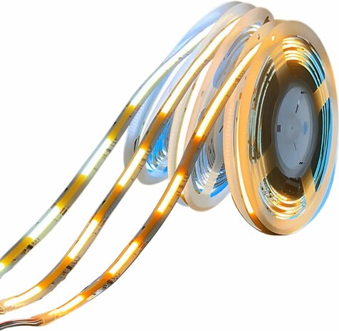 LED Strip Digitaal - Running effect - SPI COB - 6500K Helder/Koud Wit - 10 Meter op rol - Bediening via mobile App - SPI/Addresseerbaar - 24V - IP20 - RA&gt;80 - Met lichteffecten - Compleet set