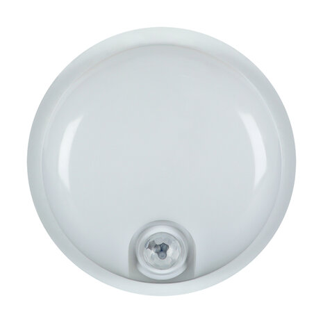ELIAS - Led plafond / wandlamp - Buiten - Rond - met PIR Sensor - 15w - 4000K Daglicht wit - 1980 Lumen - IP65 - Wit