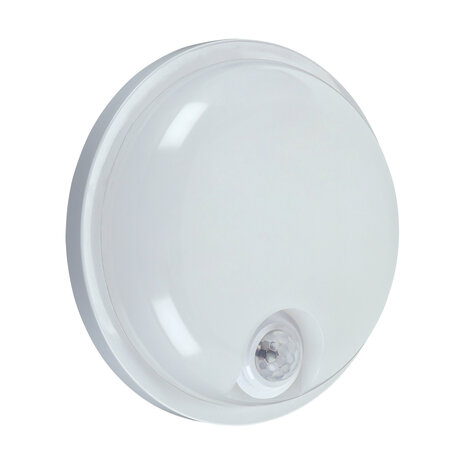ELIAS - Led plafond / wandlamp - Buiten - Rond - met PIR Sensor - 15w - 4000K Daglicht wit - 1980 Lumen - IP65 - Wit