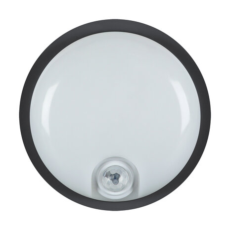 ELIAS - Led plafond / wandlamp - Buiten - Rond - met PIR Sensor - 15w - 4000K Daglicht wit - 1980 Lumen - IP65 - Zwart