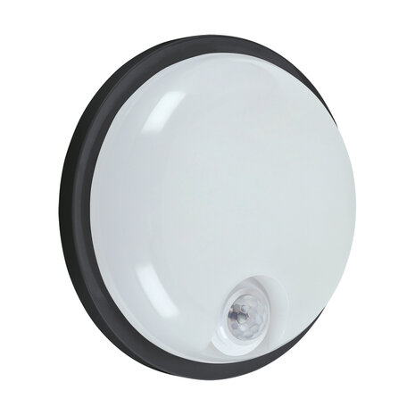 ELIAS - Led plafond / wandlamp - Buiten - Rond - met PIR Sensor - 15w - 4000K Daglicht wit - 1980 Lumen - IP65 - Zwart