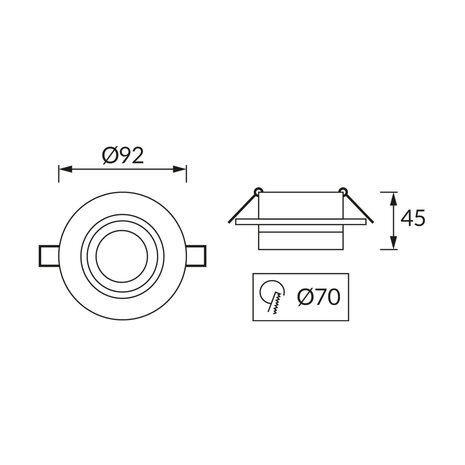 ZODIAC  Spot Armatuur - Inbouwspot - Rond - Wit - Aluminium - &Oslash;92mm