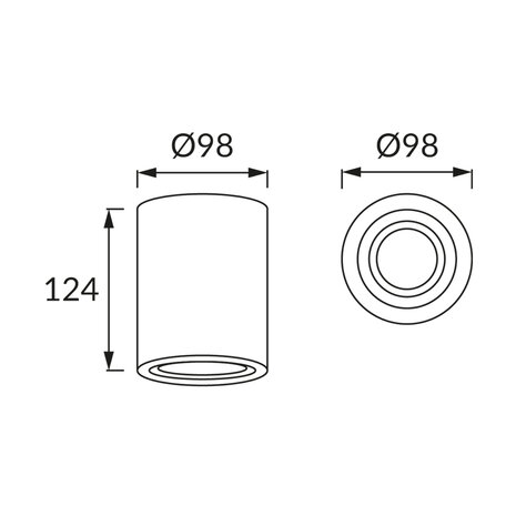 Hary Opbouwspot - Rond - GU10 - 1 Lichtpunt - past over centraaldoos - Goud kleur - Spotjes voor woonkamer, slaapkamer of keuken
