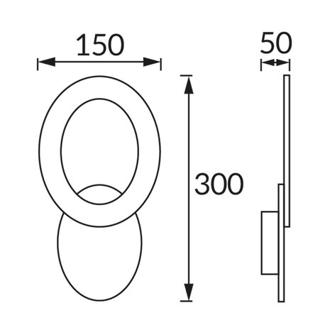 HOP Wandlamp Led - Rond - 10w - 4200K Daglicht wit - 1120 Lumen Zwart/Wit