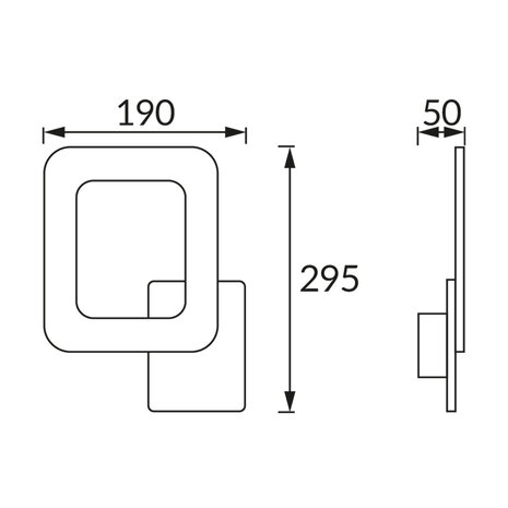 HOP Wandlamp Led - Vierkant - 12 w - 4200K Daglicht wit - 1500 Lumen Zwart/Wit