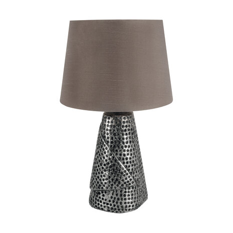 MAGDA - Tafellamp - Nachtlamp - textiel Zilver/Grijs - E14 Fitting