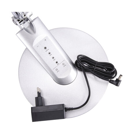 RAMZES - LED Bureaulamp - Tafelverlichting - 7.5w - Aanpasbare Kleur CCT - 500 Lumen - Rond - touch dimmer - Aluminium - Zilver